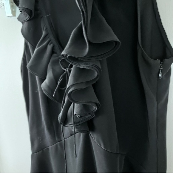 Vintage Cache’ Black Cocktail Sheath Dress Women’s Size 4 Ruffle Lace Up 90’s - Picture 7 of 15
